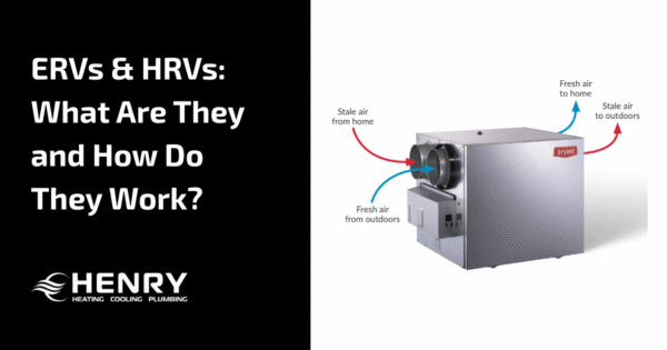 Split image showing a Bryant ERV illustration and the text "ERVs and HRVs: What are they and how do they work?"