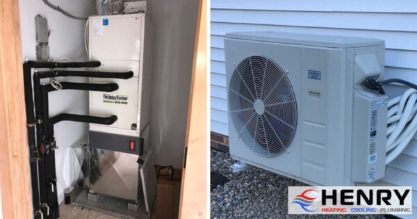 Side by side image of a Unico System and a Mini Split Ductless system.